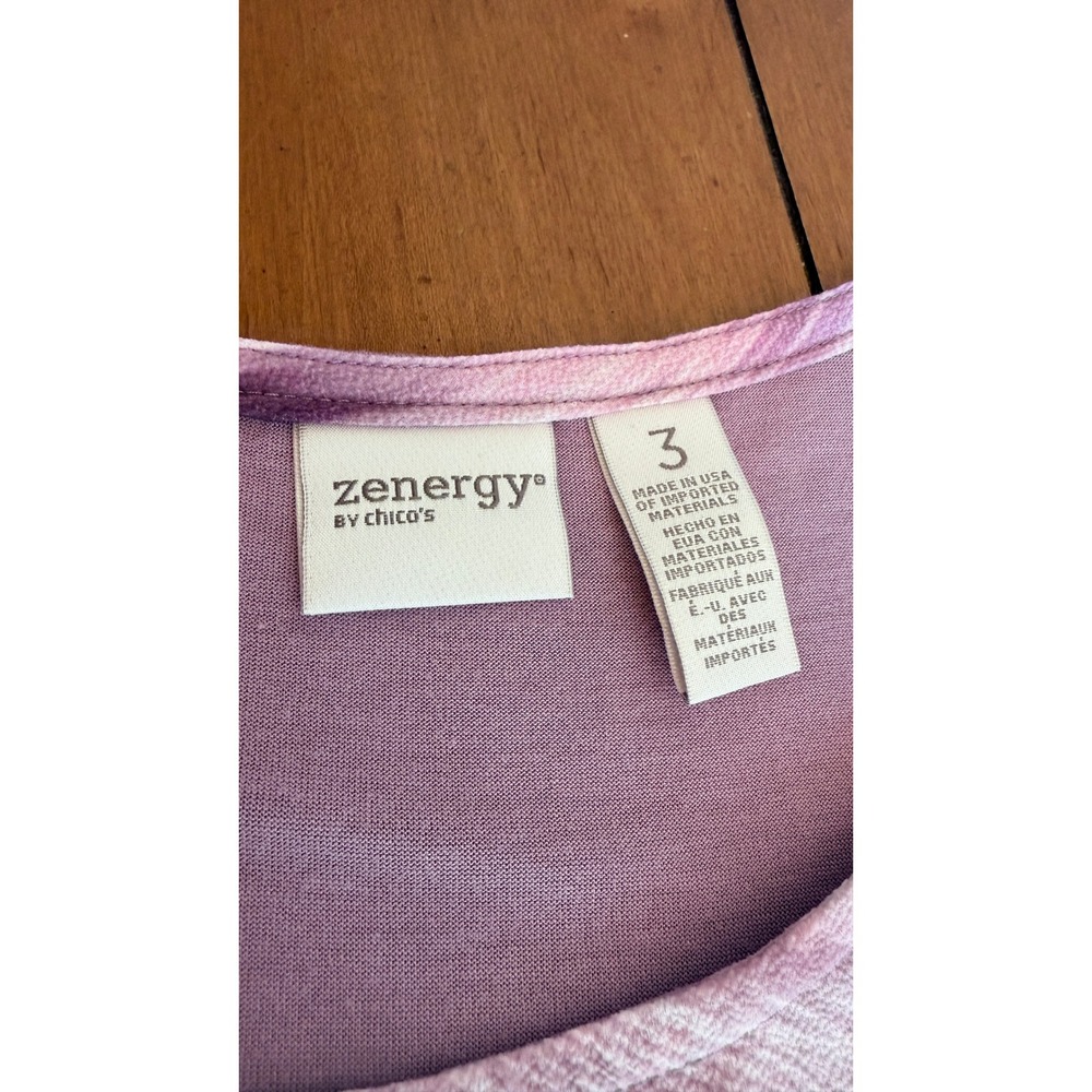 Zenergy by Chicos Purple Abstract Marble Print Mixed Media Top Size 3 XL - Picture 3 of 8